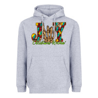 Heather Grey joy Christmas Rockin Heavyweight Hoodie - CowhideDigitalArt