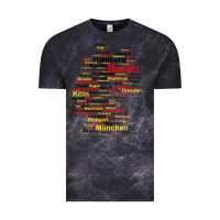 Cloud Black germany map silhouette towns cities flag berlin travel t shirt Vintage Tee - maiPhamDesign