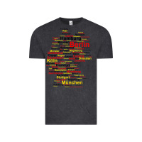 Vintage Black germany map silhouette towns cities flag berlin travel t shirt Vintage Tee - maiPhamDesign
