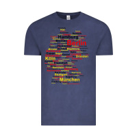 Vintage Denim germany map silhouette towns cities flag berlin travel t shirt Vintage Tee - maiPhamDesign
