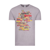 Germany Map Silhouette Towns Cities Flag Berlin Travel T Shirt Vintage Tee | Teevron