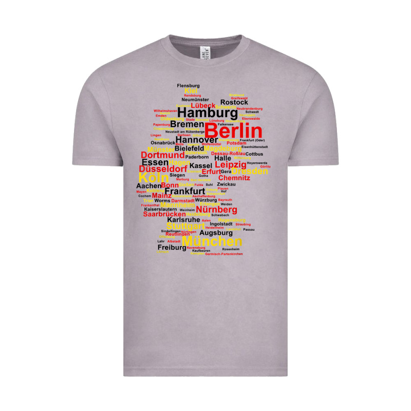 Germany Map Silhouette Towns Cities Flag Berlin Travel T Shirt Vintage Tee by maiPhamDesign | Teevron