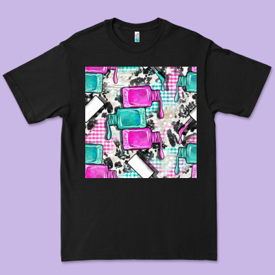 Nail Polish With Cowhide And Plaid Seamless Pattern Bbs Premium Tee Designed By Bundleandbundleshop
