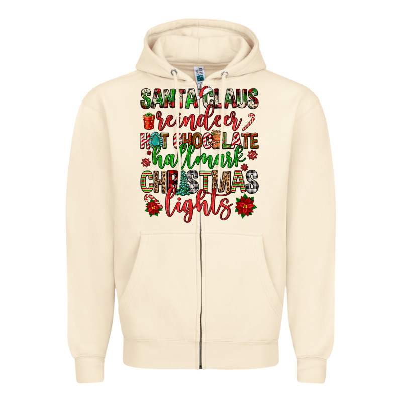 Santa Claus Reindeer Hallmark Hot Chocolate Christ Zipper Hoodie by FaDigitalArtStudio | Teevron