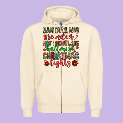Santa Claus Reindeer Hallmark Hot Chocolate Christ Zipper Hoodie Designed By Fadigitalartstudio