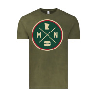 Vintage Olive Classic Minnesota Hockey MN Outline Pullover Hoodie Vintage Tee - maiPhamDesign