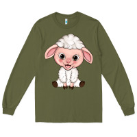 Army Green Cartoon Lamb Long Sleeve Tee - HowdyJamesFarm