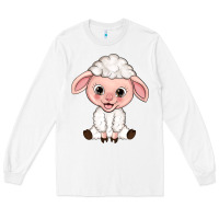 White Cartoon Lamb Long Sleeve Tee - HowdyJamesFarm