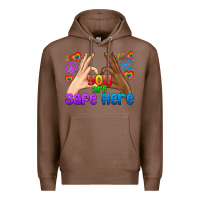 Chestnut LGBTQ+ You Are Safe Here Premium Hoodie - BundleAndBundleShop