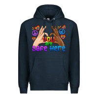 Navy LGBTQ+ You Are Safe Here Premium Hoodie - BundleAndBundleShop