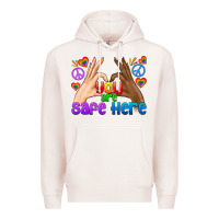 Pale Pink LGBTQ+ You Are Safe Here Premium Hoodie - BundleAndBundleShop