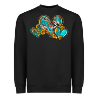 Black western leopard turquoise cowhide hearts olivia Heavyweight Sweatshirt - OliviaCreatesArt