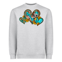 Heather Grey western leopard turquoise cowhide hearts olivia Heavyweight Sweatshirt - OliviaCreatesArt