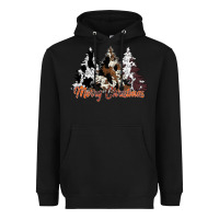 Black merry christmas cowhide trees Heavyweight Hoodie - CowhideDigitalArt