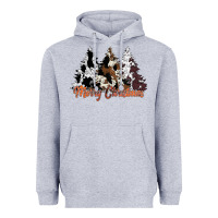 Heather Grey merry christmas cowhide trees Heavyweight Hoodie - CowhideDigitalArt