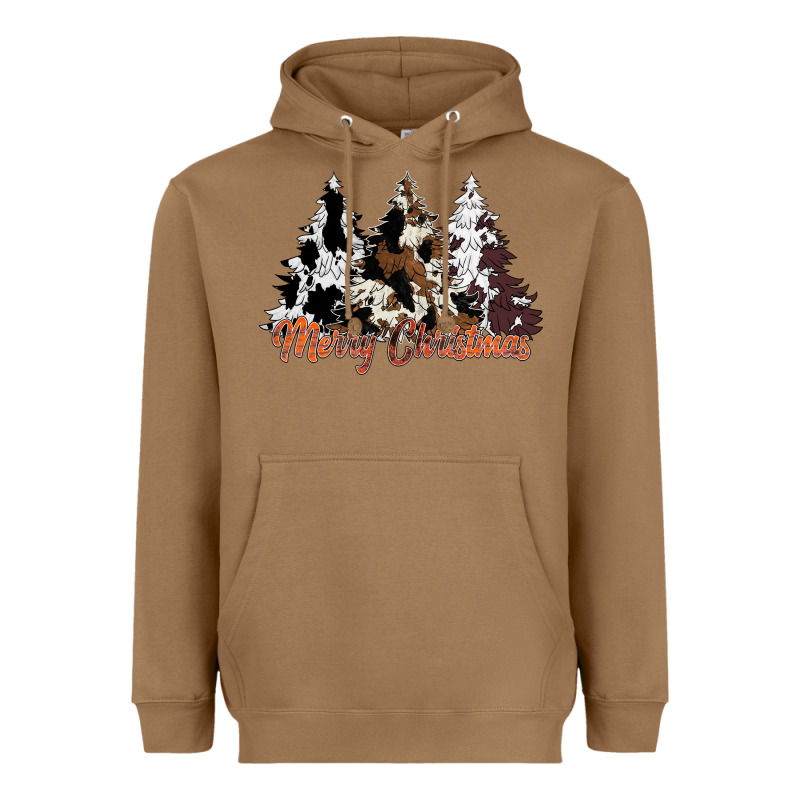 Merry Christmas Cowhide Trees Heavyweight Hoodie by CowhideDigitalArt | Teevron