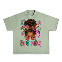 Afro Messy Bun Dog Mom Urban Heavy Tee | Teevron