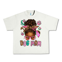 Pistachio Afro Messy Bun Dog Mom Urban Heavy Tee - texasbilliewilder