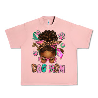 Salmon Afro Messy Bun Dog Mom Urban Heavy Tee - texasbilliewilder