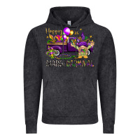 Vintage Black Happy Mardi Carnival with truck Vintage Hoodie - NancyCooperArtShop