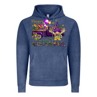 Vintage Denim Happy Mardi Carnival with truck Vintage Hoodie - NancyCooperArtShop