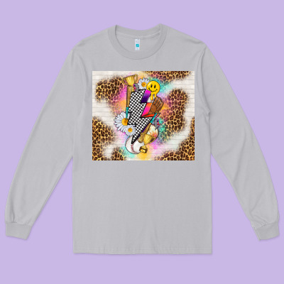 Retro Baseball With Leopard Long Sleeve Tee Designed By Tumblerdesignbyshophia
