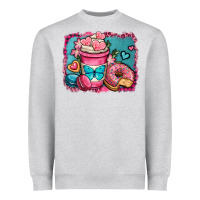 Heather Grey valentines day coffee cup and sweets Heavyweight Sweatshirt - OliviaCreatesArt