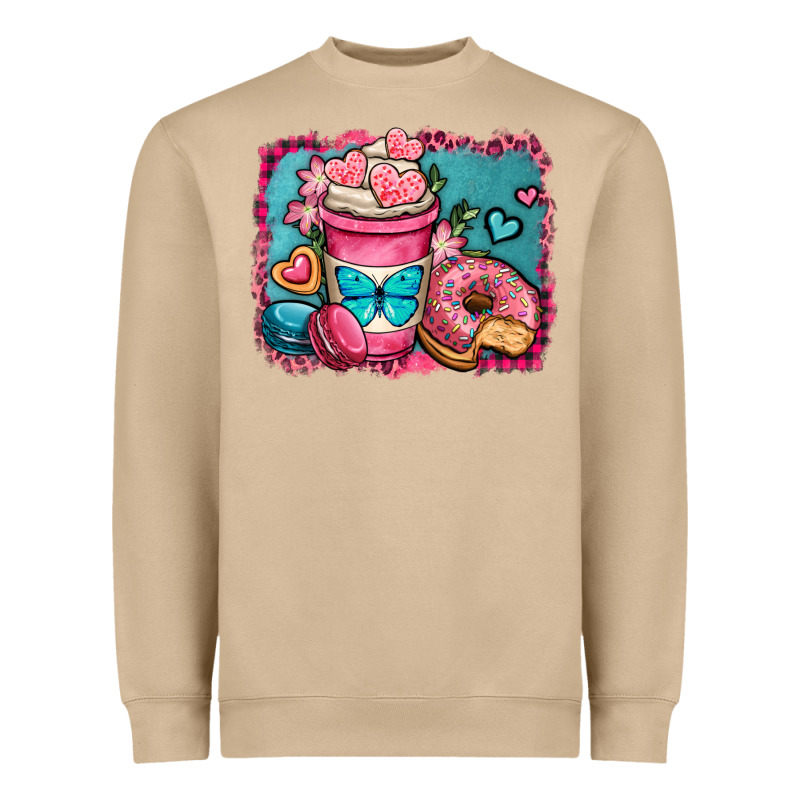 Valentines Day Coffee Cup And Sweets Heavyweight Sweatshirt by OliviaCreatesArt | Teevron