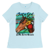 Baby Blue just a girl who loves horseshoe Ladies Tee - RanaPortraitStore