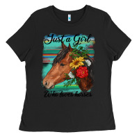 Black just a girl who loves horseshoe Ladies Tee - RanaPortraitStore