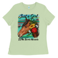 Matcha just a girl who loves horseshoe Ladies Tee - RanaPortraitStore