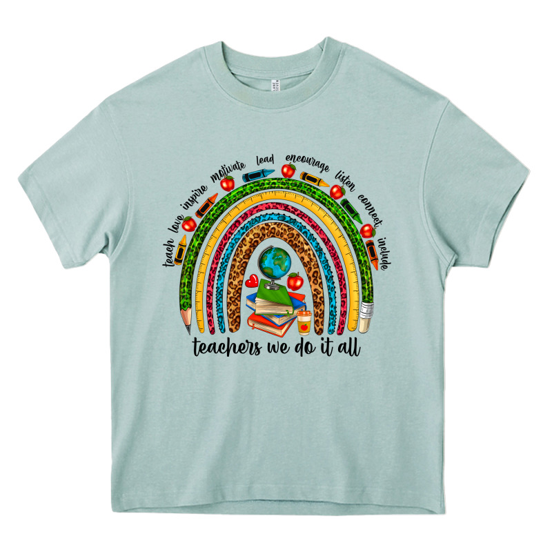 Teachers We Do It All Rainbow Heavy Core Tee by NancyCooperArtShop | Teevron