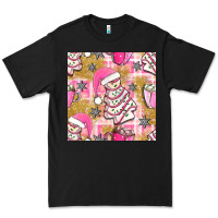 Black christmas cake and pink mug seamless pattern bbs Premium Tee - BundleAndBundleShop
