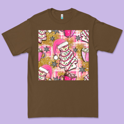 Christmas Cake And Pink Mug Seamless Pattern Bbs Premium Tee Designed By Bundleandbundleshop