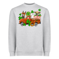 Heather Grey St. Patrick's farm animals and truck Heavyweight Sweatshirt - OliviaCreatesArt