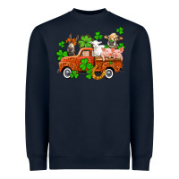 Navy St. Patrick's farm animals and truck Heavyweight Sweatshirt - OliviaCreatesArt