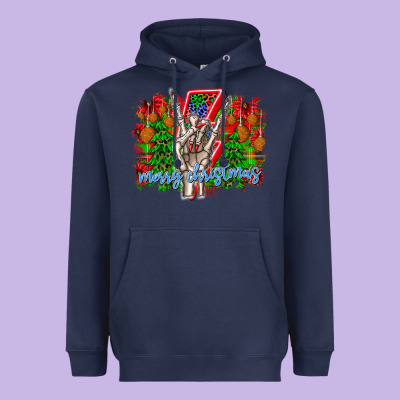 Punk Rock Merry Christmas Heavyweight Hoodie Designed By Cowhidedigitalart