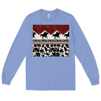 Colony Blue cowgirl with cowhide Long Sleeve Tee - TumblerDesignByShophia