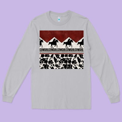 Cowgirl With Cowhide Long Sleeve Tee Designed By Tumblerdesignbyshophia