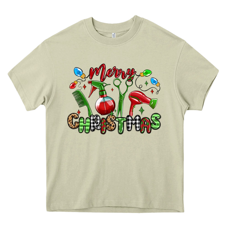 Merry Christmas Hair Dresser Heavy Core Tee by MaliasSmallBusiness | Teevron