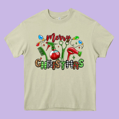 Merry Christmas Hair Dresser Heavy Core Tee Designed By Maliassmallbusiness