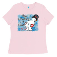 Bubblegum Pink how snowflakes are made winter christmas Ladies Tee - MaliasSmallBusiness