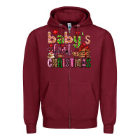 Burgundy baby's first christmas Zipper Hoodie - FaDigitalArtStudio