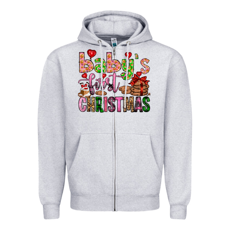 Baby's First Christmas Zipper Hoodie by FaDigitalArtStudio | Teevron
