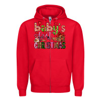 Red baby's first christmas Zipper Hoodie - FaDigitalArtStudio