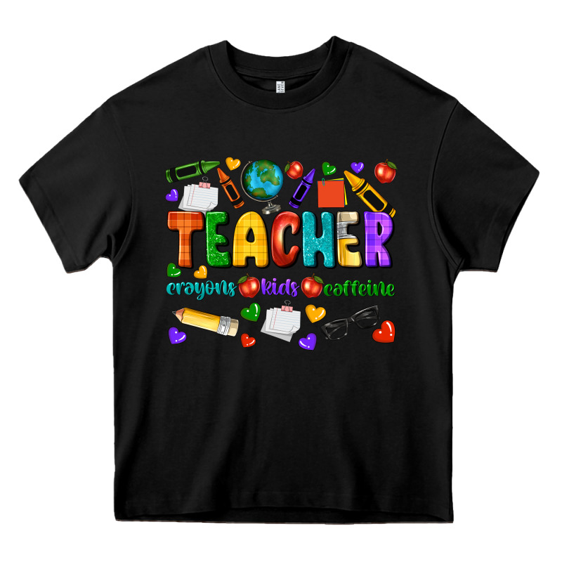 Teacher Crayons Kids Caffeine Heavy Core Tee by NancyCooperArtShop | Teevron