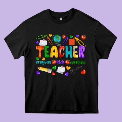 Teacher Crayons Kids Caffeine Heavy Core Tee Designed By Nancycooperartshop