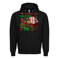 Black all i want for christmas is a pig Zipper Hoodie - FaDigitalArtStudio