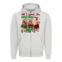 Dove Grey all i want for christmas is a pig Zipper Hoodie - FaDigitalArtStudio