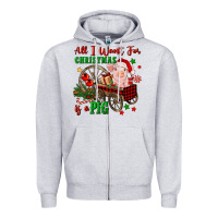 Heather Grey all i want for christmas is a pig Zipper Hoodie - FaDigitalArtStudio